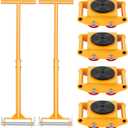 VEVOR Machine Skate, 6T Machinery Skate Dolly, 13228 lbs Machinery Moving Skate, Machinery Mover Skate with 360° Rotation Cap and PU Directional Rollers, Heavy Duty Industrial Moving Equipment, Yellow