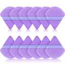 Maitys 12 Pcs Powder Puff Triangle for Face Makeup Cosmetic Loose Powder Puff Velour Soft Body Washable Reusable Foundation Sponge Wet Dry Makeup Tool for Women(Small, Purple)