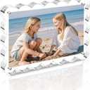 Egofine 4x6 Acrylic Picture Frame 1 Pack, 20mm Thick Magnetic Picture Frame, Double Sided Magnet Frame, Clear Photo Scalloped Frame, Free Standing Desktop Display