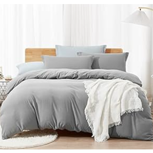 Dreaming Wapiti Duvet Cover Queen,Washed Microfiber Pink Queen Size Duvet Cover Set,Solid Color - Soft and Breathable with Zipper Closure & Corner Ties (Gray, Queen)