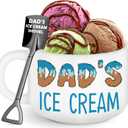 Fathers Day Birthday Gifts for Dad,Best Dad Ever Gifts from Daughter Son,Funny Ice Cream Bowl with Shovel Spoon Set Present for Papa Dads Bonus Step New First Time Daddy Father