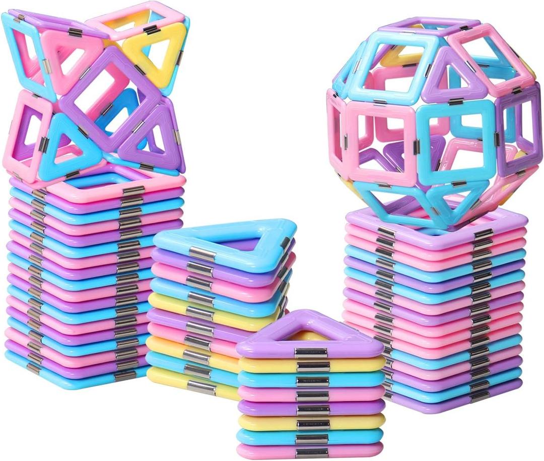 Tolnetr Magnetic Tiles Toys for 3 4 5 6 7 8+ Year Old Boys Girls Upgrade Macaron Castle Blocks Building Set for Toddlers STEM Creativity/Educational Toys for Kids Age 3-6 Christmas Birthday Gifts