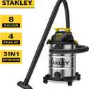 STANLEY Wet Dry Vacuum 8 Gallon 4 HP Peak Shop Vacuum with Attachment,SL18117