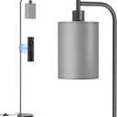 SIBRILLE Floor Lamp with Linen Shade, Dimmable Tall Standing Lamp with Remote Control & 3 Color Temperatures, Modern Floor Lamps for Living Room Bedroom Office Corner, 9W LED Bulb Included (Gray)