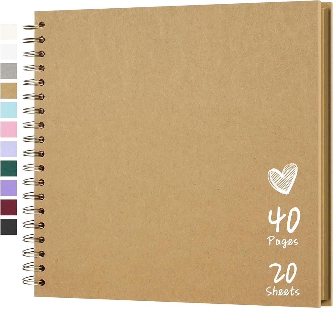 Scrapbook 10x10 Inch DIY Scrapbook Album Hardcover Kraft Paper Scrap Book Photo Albums 40 Pages Perfect for 4x6 / 5x7 Photos Memory Book for Family, Wedding (Yellow)