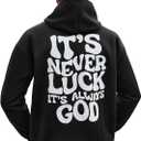 SOLY HUX Hoodies for Men Letter Graphic Sweatshirt Drawstring Long Sleeve Casual Pullover Tops (Black, XXL)