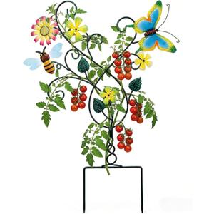 9 x WENTTUO Garden Stakes Decorative 30 INCH Garden Decor for Outside with Flowers Butterfly for Outdoor Patio Lawn Backyard