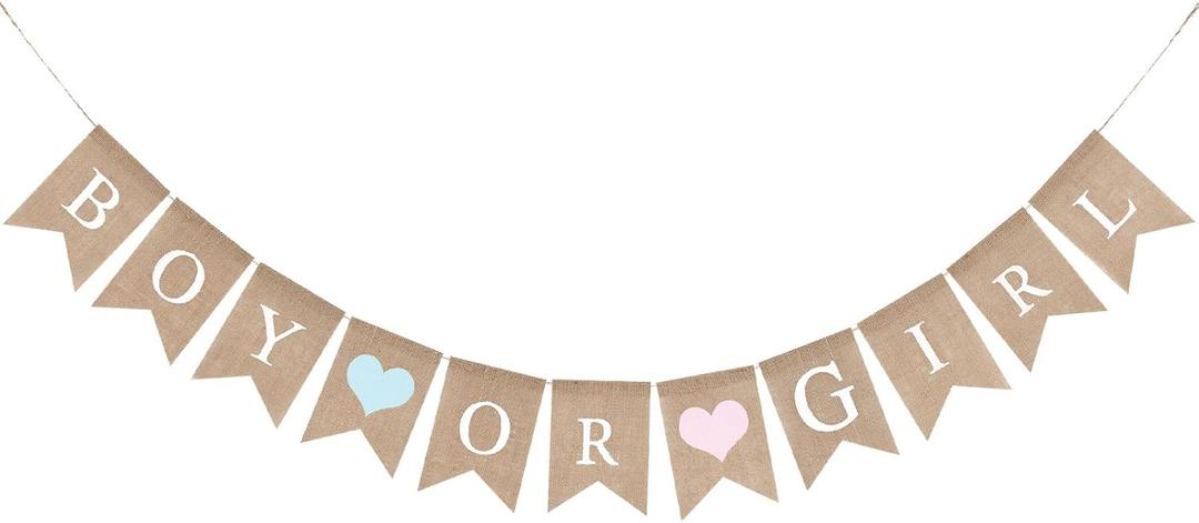 Boy or Girl Gender Reveal Banner No DIY Burlap Baby Shower Rustic Baby Boy or Girl Banner for Baby Shower Party Supplies, Gender Reveal Props, Pregnancy Announcement Decoration