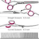 TINMARDA 5 in1 Dog Grooming Scissors Kit, Professional Dog Scissors for Grooming with Safety Round Tips, Titanium Coated Grooming Shears for Dogs Cat Pet At Home
