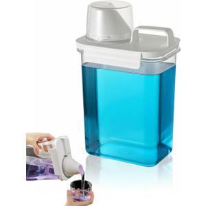 60.8OZ Clear Laundry Detergent Dispenser, Double Sealed Storage Container with Wide Mouth & Funnel Design, Transparent Leak-proof Organizer for Laundry Room, Fabric Softener, Bleach
