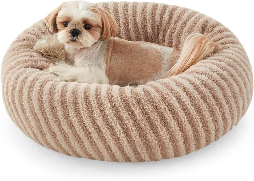 MIXJOY Dog Beds for Small Dogs, Washable Dog Bed with Removable Cover, Small Cat Bed for Indoor Cats, Calming Soft Dount Pet Beds with Anti Slip Bottom, Cute Puppy Beds, 23"x23"x8", Beige MIXJOY Dog Beds for Small Dogs, Washable Dog Bed with Removable Cover, Small Cat Bed for Indoor Cats, Calming Soft Dount Pet Beds with Anti Slip Bottom, Cute Puppy Beds, 23"x23"x8", Beige