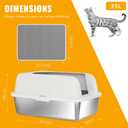 Stainless Steel Cat Litter Box with Lid, 24" L x 16" W x 12" H, Extra Large Enclosed Litter Box for Cats, High Sided Anti Leakage, Non-Stick, Includes Stainless Steel Scoop & Cat Mat