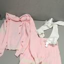 Molisry Women's 2 Piece Skirt Set Casual Long Sleeve Cute Preppy Sweatshirt Top Sexy Pleated Mini Skirt Baseball Sweater Set (Medium, Pink)