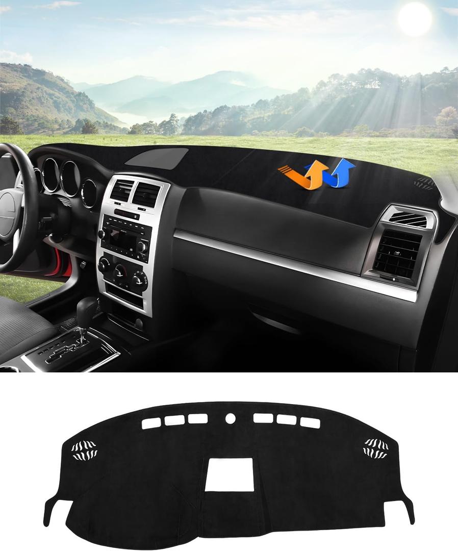 Autorder Dashboard Cover Mat for 2008 2009 2010 Dodge Charger Accessories Dash Cover Flannel Dash Mat Sunshade Glare UV Rays Protector