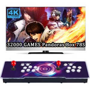 RegiisJoy 32000 Pandoras Box 78S Retro Arcade Game Console, 4 Player 3D Magical Modified Game, Search Save Delete Cheat Function, Favorite List, One-Button Combo, 128G TF, 12-Grid Classification (Halo)