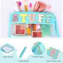 Nuanchu 9 Pcs 11.8 x 7.8 Inch Clear Stuff Pouch for Travel Makeup Chenille Letter Bags PVC Waterproof, Cosmetic Pouch Preppy Gifts for Mom Teacher Nurse Team