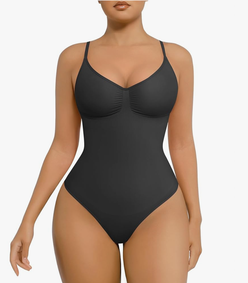FeelinGirl Shapewear Bodysuit for Women Tummy Control Seamless Sculpting Snatched Waist Body Suit Body Shaper Thong XS-S