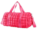 Quilted Gym Bag Duffle for Women,Duffle Bag for Travel with Shoes Compartment,Puffer Weekender Bags Overnight Carry On Bag with Trolley Sleeve for Airplanes,Personal Item Sports Duffel Dance Bag (Pink)