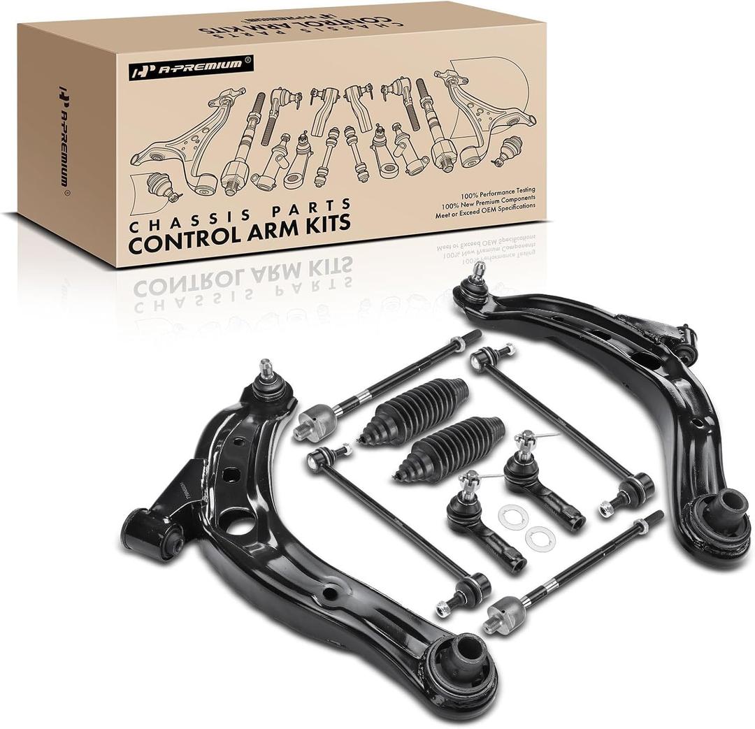 A-Premium Set of 10, Front Lower Control Arm, Sway Bar Link, Inner Outer Tie Rod End, Rack and Pinion Boot, Compatible with Mazda MPV 2001 2002 2003 2004 2005 2006