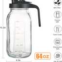 Glass Mason Jar Pitcher with Pour Spout Lid, 64OZ Leak-proof Wide Mouth Jugs for Cold Brew Coffee, Breast Milk Storage, Water, Sets of 3