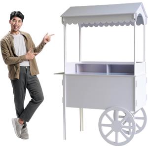 6 FT Tall Candy Cart with Shelf and Wheels for Candy and Dessert Display - Decoration for Parties, Weddings, Bar/Bat Mitzvah - Bar Cart - 24 x 46 x 72 in Carrito De Dulces para Fiestas