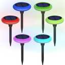 Solar Garden Pathway Lights Color Changing LED Disc Stakes 6 Pack Outdoor Landscape Lighting for Yard Park Walkway Outdoor Solar Lights Solar Driveway Lights