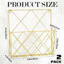 2 Pack Gold Wall Mounted Magazine Holder 9.8" x 10.2" Metal File Organizer Magazine Rack Mail Holder for Home Office Storage Shelf Study Room Organization