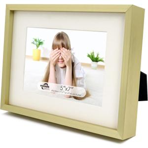 OUZUGIE 5x7 Picture Frame,Display Poster 4x6 With Mat or 5x7 Without Mat,Gold Aluminum Poster Frames with Premium Acrylic,Photo Frames with Strong Corner Design for Gallery Wall and Tabletop