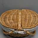Wicker Picnic Basket with Removable Liner, Empty Picnic Baskets with Lid, Vintage-Style Picnic Hamper with Folding Woven Handle for Picnic, Camping, Outdoor, Halloween, Thanks Giving, Birthday (Cream)