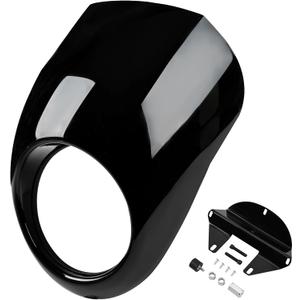 Motorcycle Front Fairing Headlight Front Cowl Compatible for Harley Davidson Sportster Dyna XL/FX with 39mm Narrow Glide Forks 1973-2024, Glossy Black