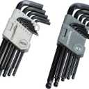 Amazon Basics Hex Key Allen Wrench, Long Arm, Ball End, Metric and Standard Sizes, Chrome Vanadium Steel, 26-Piece with Storage Case