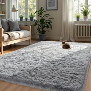 Zentavio Bedside Rugs Small 18x48 Inches Shag Entry Entrance Rugs Soft Bedroom Carpet Area Rugs for Dorm College Essentials Non-Slip Living Room Throw Rug Home Decor Aesthetic Nursery Grey