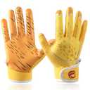 Goporoy Youth Football Gloves for Kids Excellent Grip Football Receiver Gloves, Light Yellow Youth XS/S