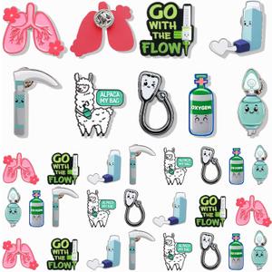 32 Pcs Respiratory Therapist Pins for Doctor Day Gifts Accessories Appreciation Brooch Gifts Enamel Lung Pin Lung Bvm Pft Bulk Funny Medical Jewelry Decor for Spring Allergies World Sleep Day