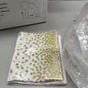 GATHER 176 Pieces Gold Dinnerware Disposable - White and Gold Plastic Plates Includes 50 Plates, 25 Plastic Silverware, 25 Napkins, 25 Cups and 1 Tablecloth for Wedding Party Thanksgiving