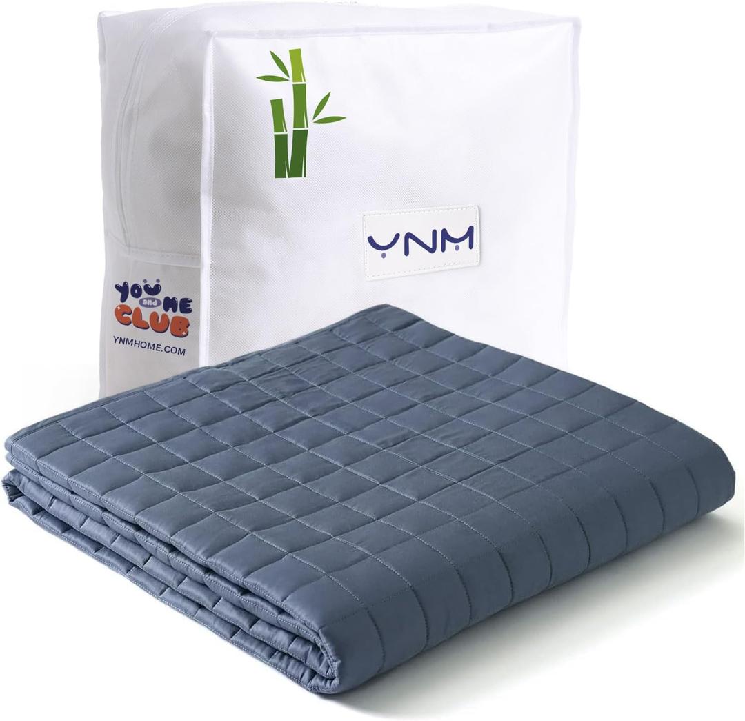 YnM Cooling Weighted Blanket for Adults, 20lbs Heavy Bed Throw for One Person of 190lbs, Perfect for Hot Sleepers or Warm Climates with Cooling Rayon/Glass Beads(60x80 Inches,Queen Bed, Blue Grey)