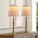 Terpsichore Lamps for Living Room Modern Farmhouse Table Lamp Bedside Reading Lamps Set of 2 Night Stands Bedroom Night Lamp,with Fabric Lamp Shade (Sepia, High 26.25 Inch)