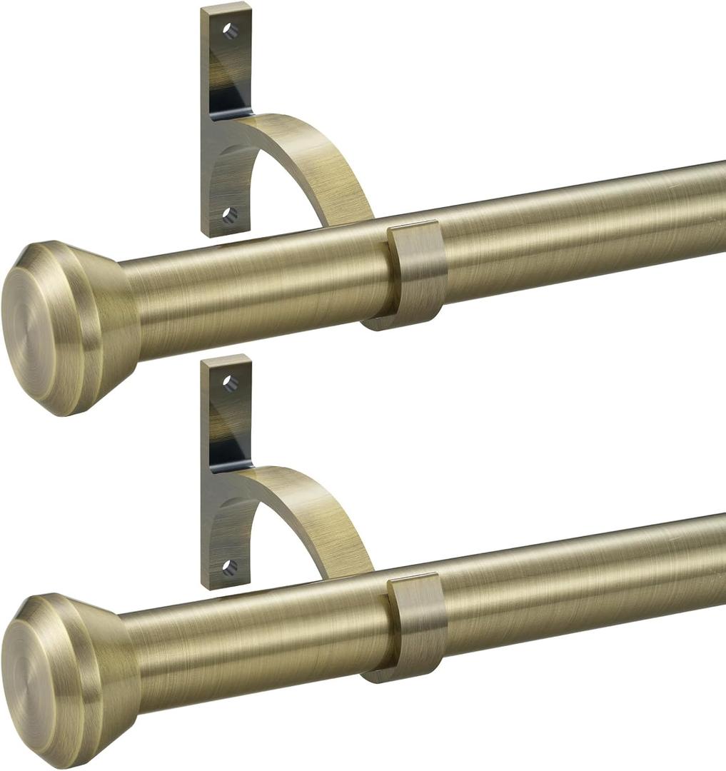 2 Pack Telescoping Curtain Rods, 1Inch Diameter Drapery Rods 28-48Inch Length Adjustable Rod with Brackets Window Treatment-Antique Bronze