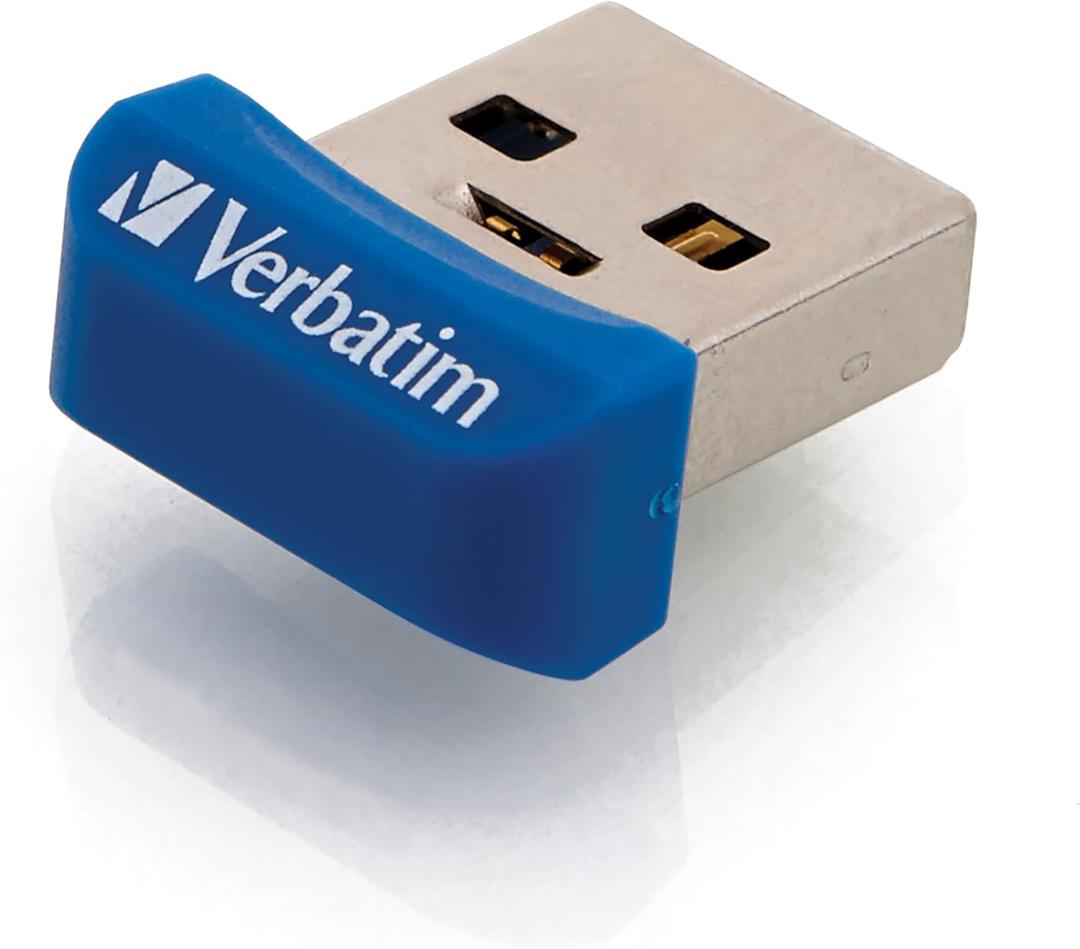 Verbatim 32GB Store 'n' Stay Nano USB 3.2 Gen 1 Flash Drive Snag-Free Low Profile Thumb Drive - Blue