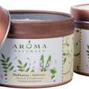 Aroma Naturals Tin Candle with Patchouli and Frankincense Essential Oil Natural Soy Scented, Meditation, 2 Count (2 Count (5.6 oz))