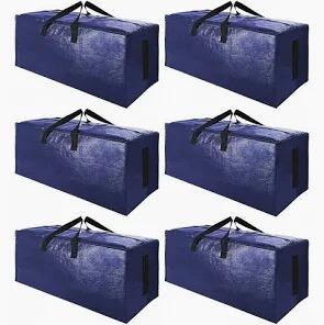 9 Pack Extra Large Moving Bags with Strong Zippers & Carrying Handles, Heavy Duty Storage Tote for Space Saving Moving Storage, Fold Flat, Alternative to Moving Box (Navy Blue)