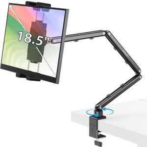Urmust Portable Monitor Stand 15.6", iPad Stand for Desk, Portable Monitor Holder up to 18.5" Holds, Adjustable Desktop Tablet Arm Mount, Apple iPad Holder for Desk, for 4.7"-12.9" i Pad Pro/Air/Mini