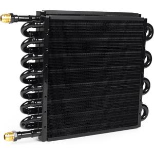 1/2" Transmission Cooler 16 Pass Aluminium alloy 8AN Tube Fin Air Compressor Aftercooler Oil Cooler Universal Black
