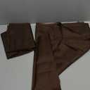 Tollpiz Short Sheer Curtains Linen Textured Bedroom Curtain Sheers Light Filtering Rod Pocket Voile Curtains for Living Room, 54 x 45 inches Long, Brown, Set of 2 Panels