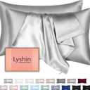 Silk Pillow Cases 2 Pack Standard Size with Hidden Zipper, Mulberry Silk Pillowcase for Hair and Skin, Smooth and Soft Breathable Cooling Silk Satin Pillowcase Set of 2, Gifts for WomenLight Grey