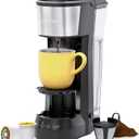 CHEFMAN Single Serve Coffee Maker, K Cup Coffee Machine: Compatible with K-Cup Pods and Ground Coffee, Brew 6 to 12oz Cup Drip Coffee Maker, 40oz Water Reservoir, Cup Lift, Filter Included (Multi Cup - 40oz Reservoir, Black)