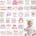 30 Sheets Baby Girl Iron on Transfers for Onesies, Pink DTF Transfers Ready to Press Heat Transfer Vinyl, Iron on Decals Patches for Bodysuit Bibs Baby Shower Clothes DIY Crafts