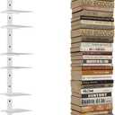 Professional Invisible Floating Book Shelves for Wall, 8 Tier Vertical Spine Book Tower Hanging Bookshelves, Wall Mounted & Space Saving, Heavy Duty Metal Book Organizer for Home Office, 4 Pack White