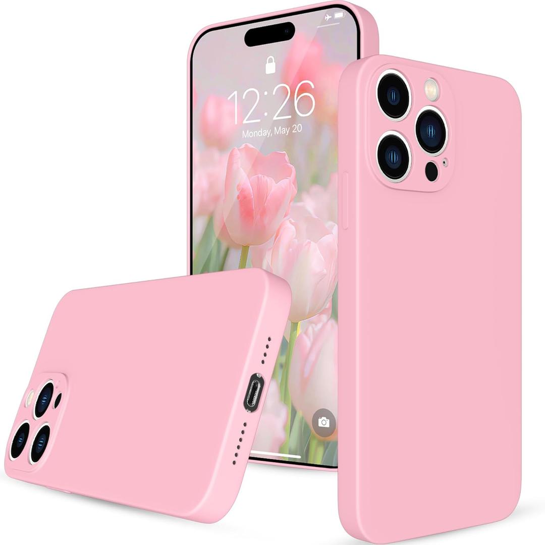 2 x Compatible with iPhone 15 Pro Max Case Pink, Liquid Silicone Case Full Body Shockproof Protective Phone Case Cover with Anti-Scratch Microfiber Lining for iPhone 15 Pro Max 6.7inch (Pink)