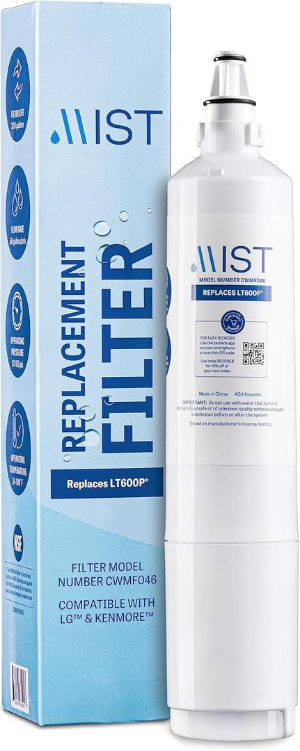 Mist 5231JA2006A Refrigerator Water Filter Replacement for LG LT600P, 5231JA2006B, Kenmore 9990, Fridge LFX25960ST  NSF 42 Certified  1 Pack
